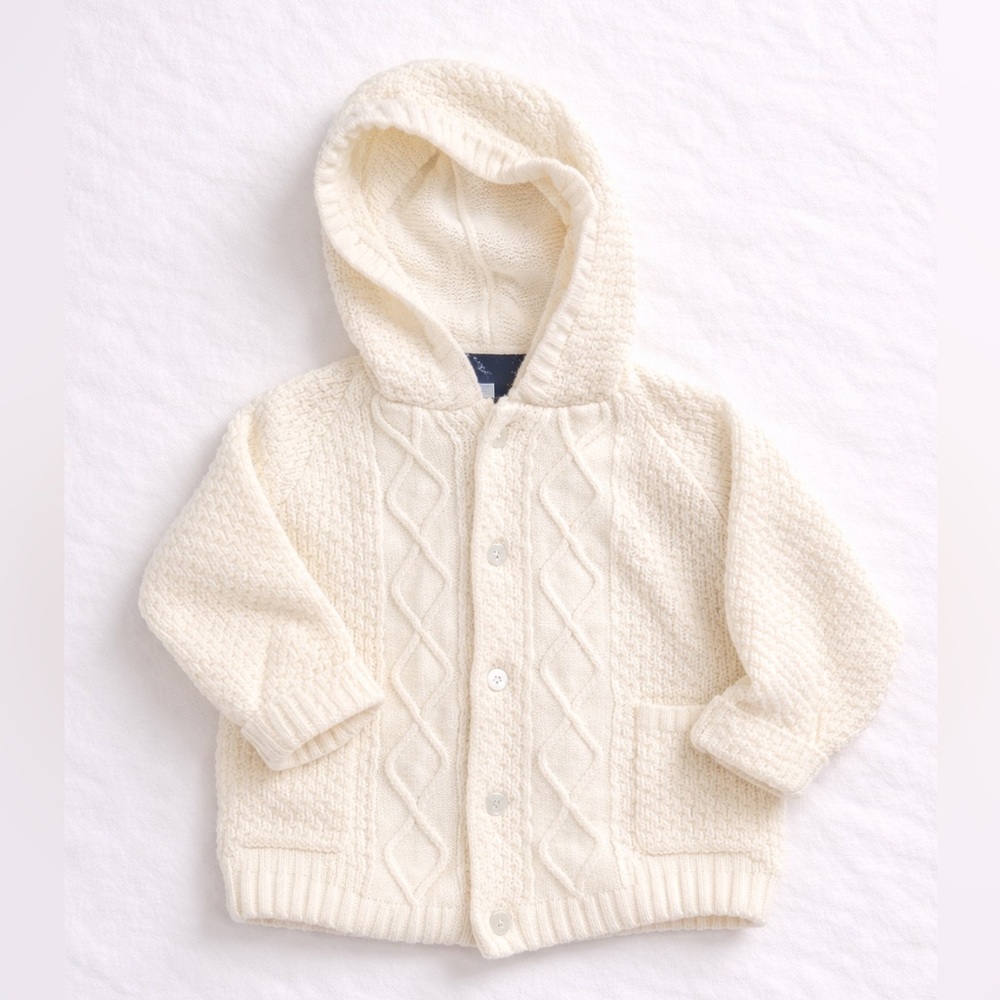 Sophie & Sam Knit Cardigan Baby 24M Cream Cotton Cottagecore Button Sweater